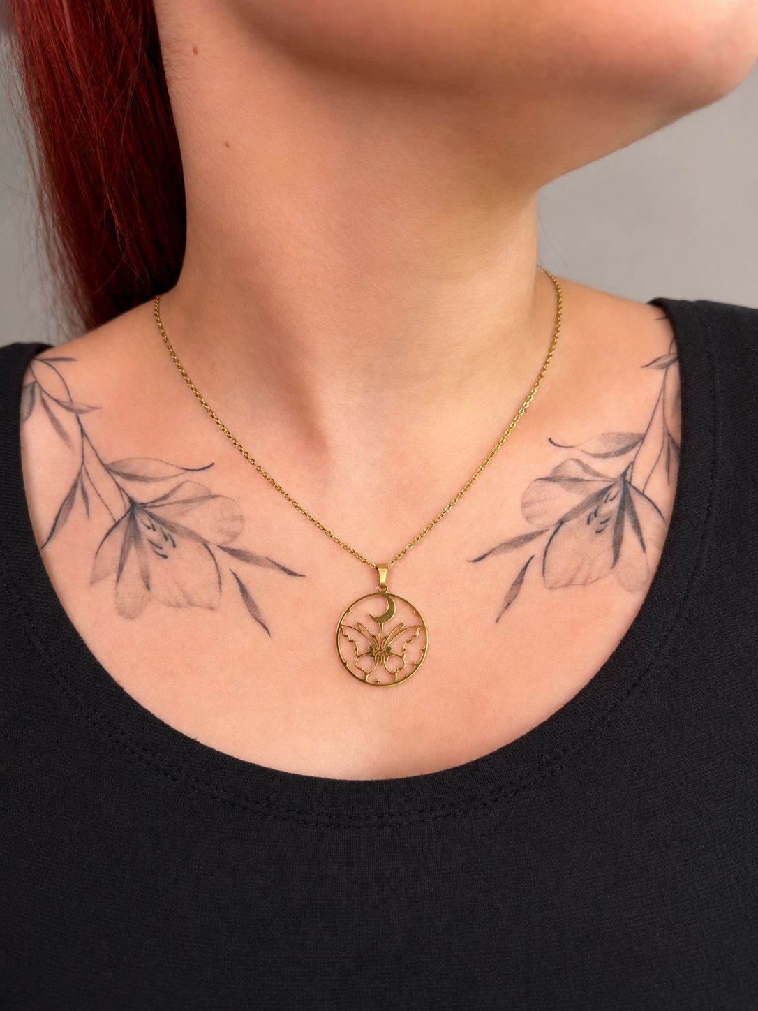 Luna Papillon – Schmetterling Mond Kette Gold | Witchy Celestial Schmuck | Fairy Fantasy Halskette