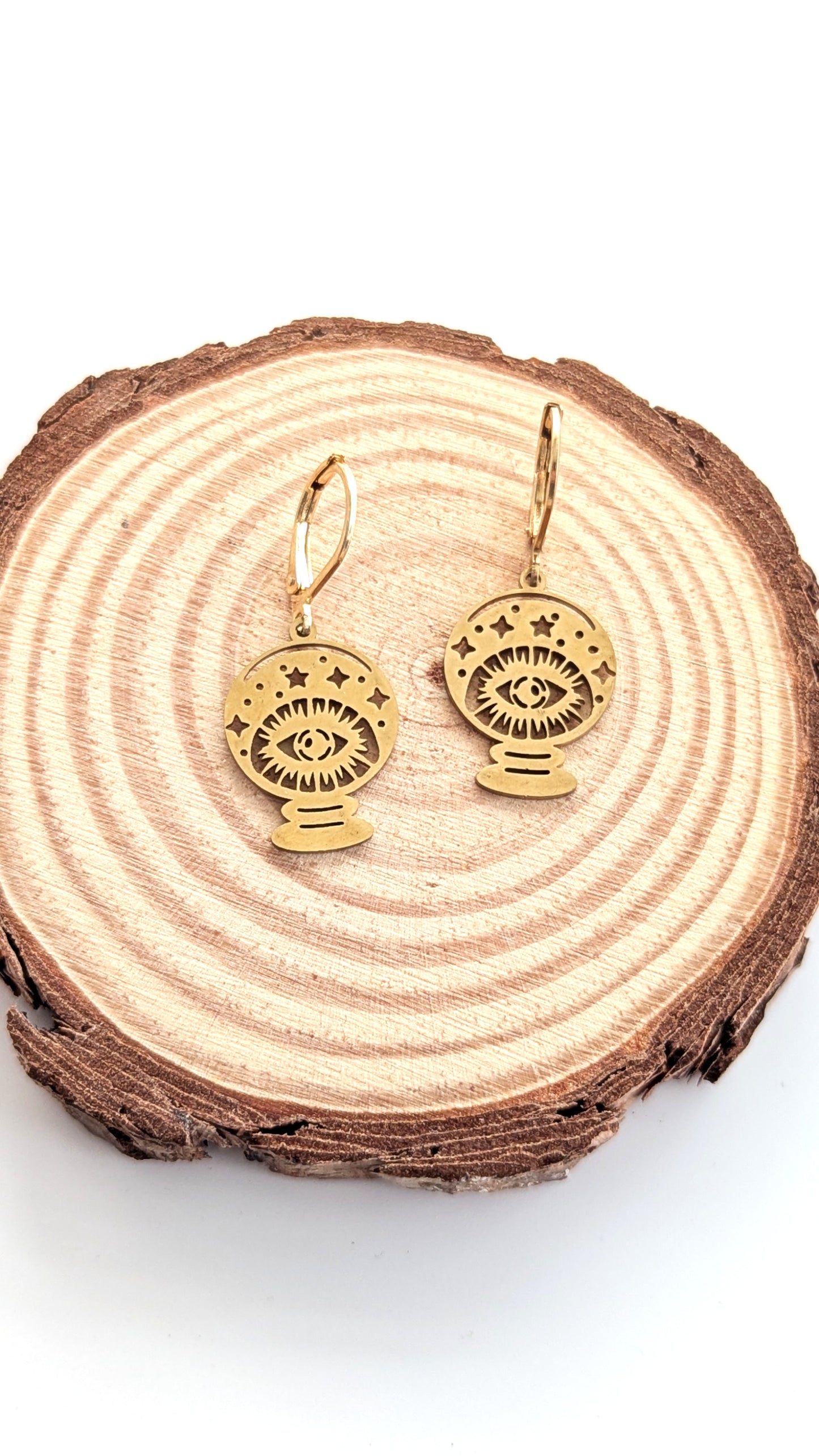 Mystische Kristallkugel Ohrringe aus Edelstahl