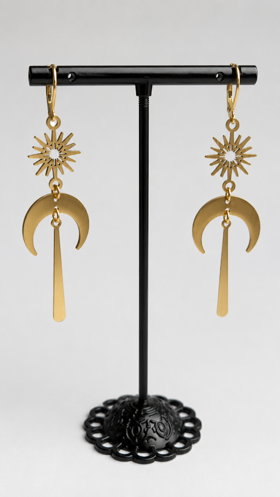 Stern Mond Ohrriinge | Edelstahl | Gold oder Silber | Witchy Schmuck | Moon Earrings | Boho Gothic | 7cm