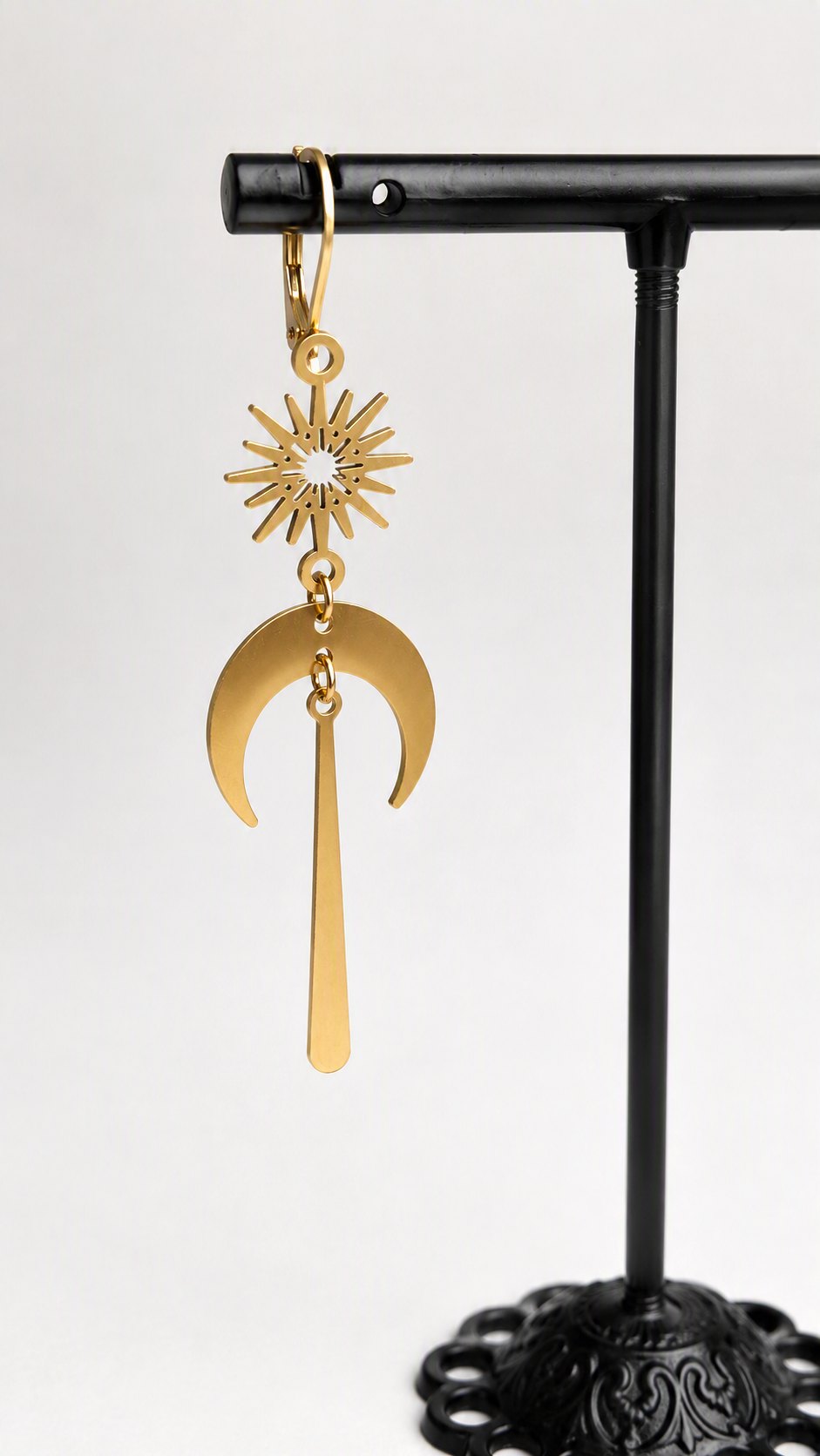 Stern Mond Ohrriinge | Edelstahl | Gold oder Silber | Witchy Schmuck | Moon Earrings | Boho Gothic | 7cm