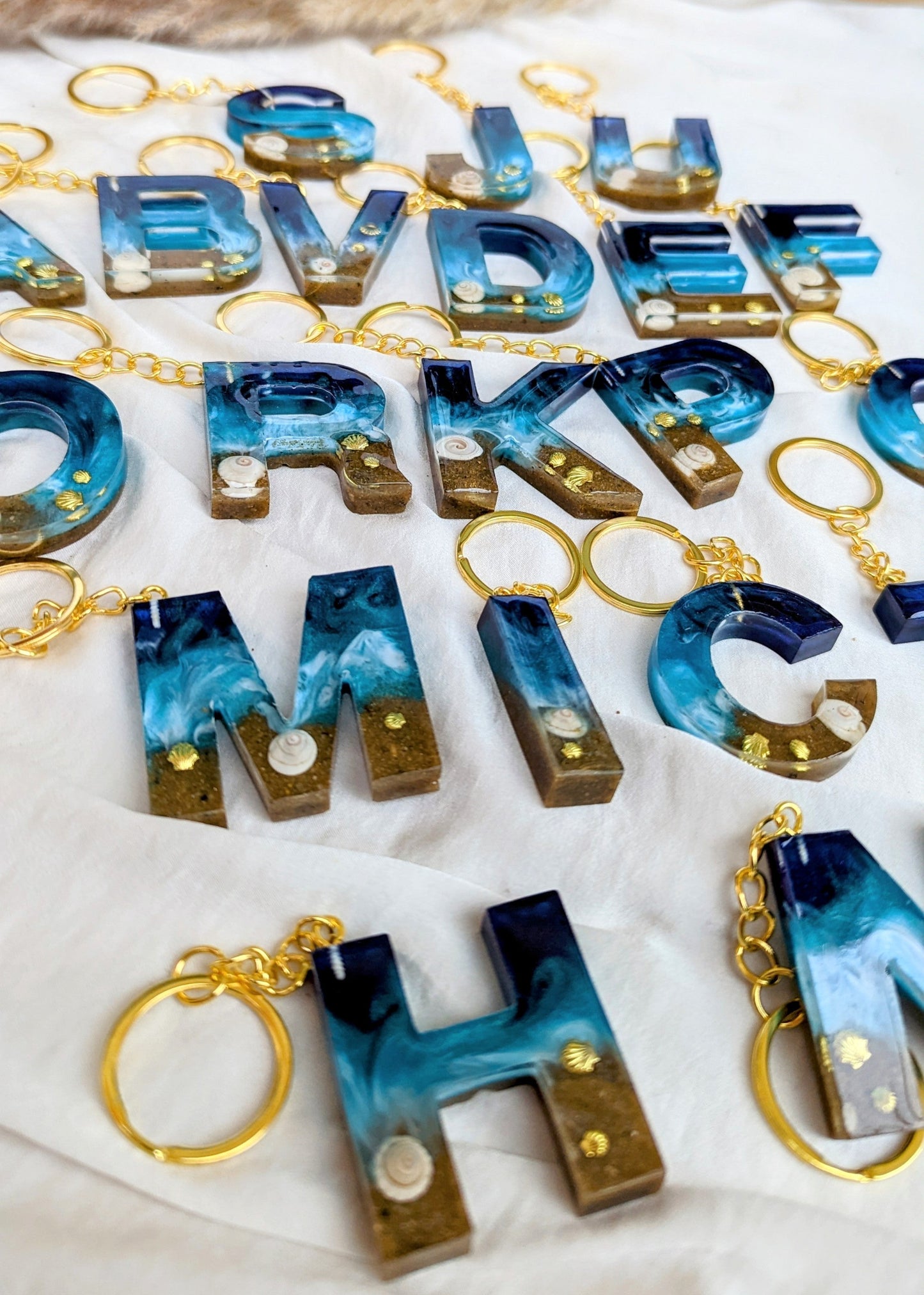 Buchstaben Schlüsselanhänger in Meeresoptik