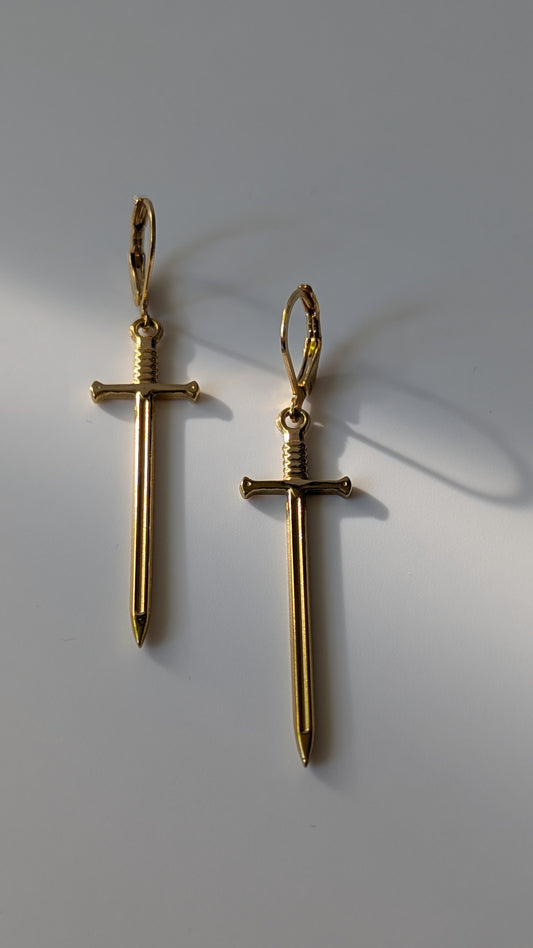 Goldene Schwert Ohrringe Edelstahl