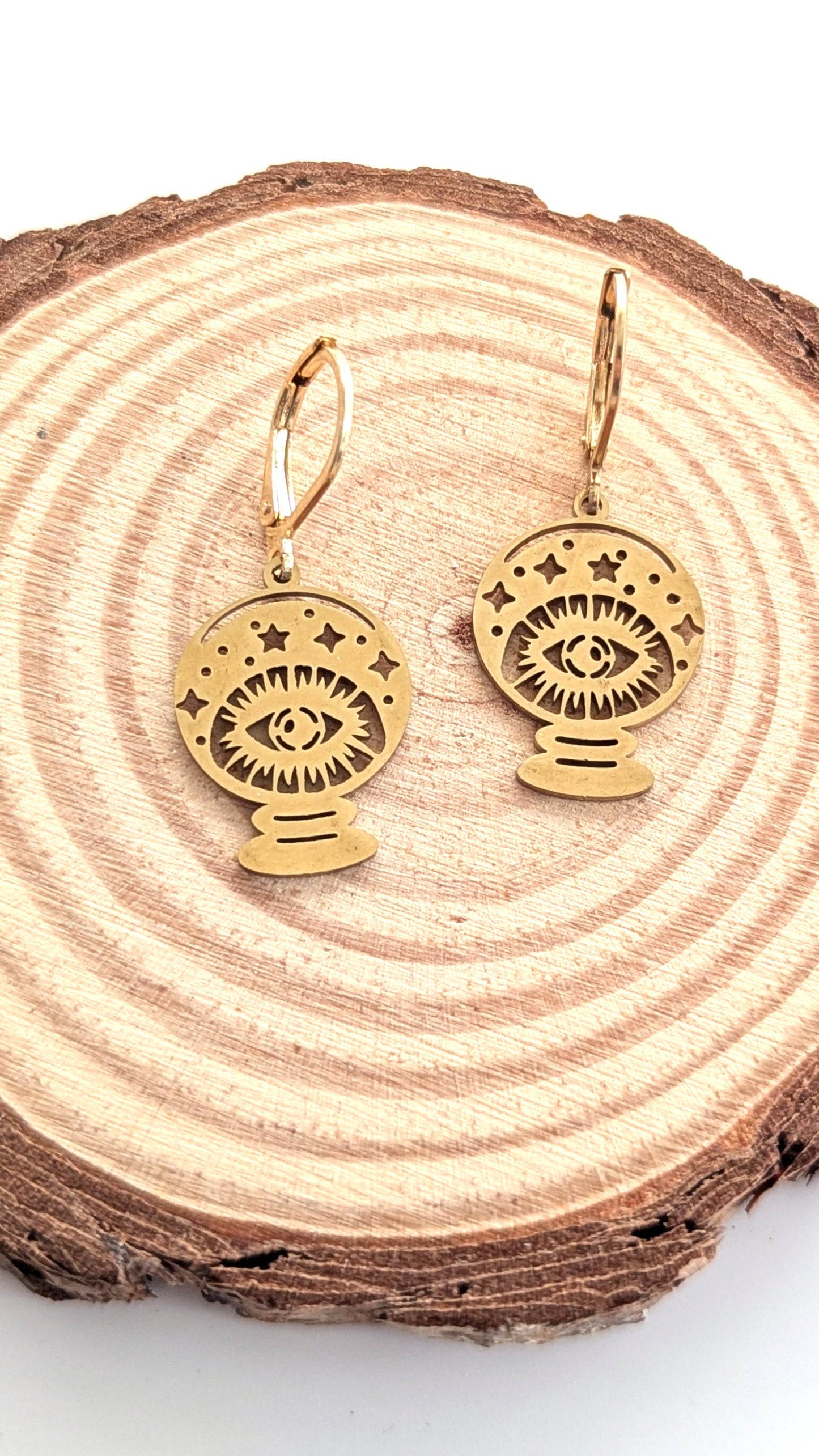 Mystische Kristallkugel Ohrringe aus Edelstahl