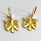 Goldene Brustkorb-Ohrringe – Anatomie Schmuck | Gothic & Halloween Statement Earrings