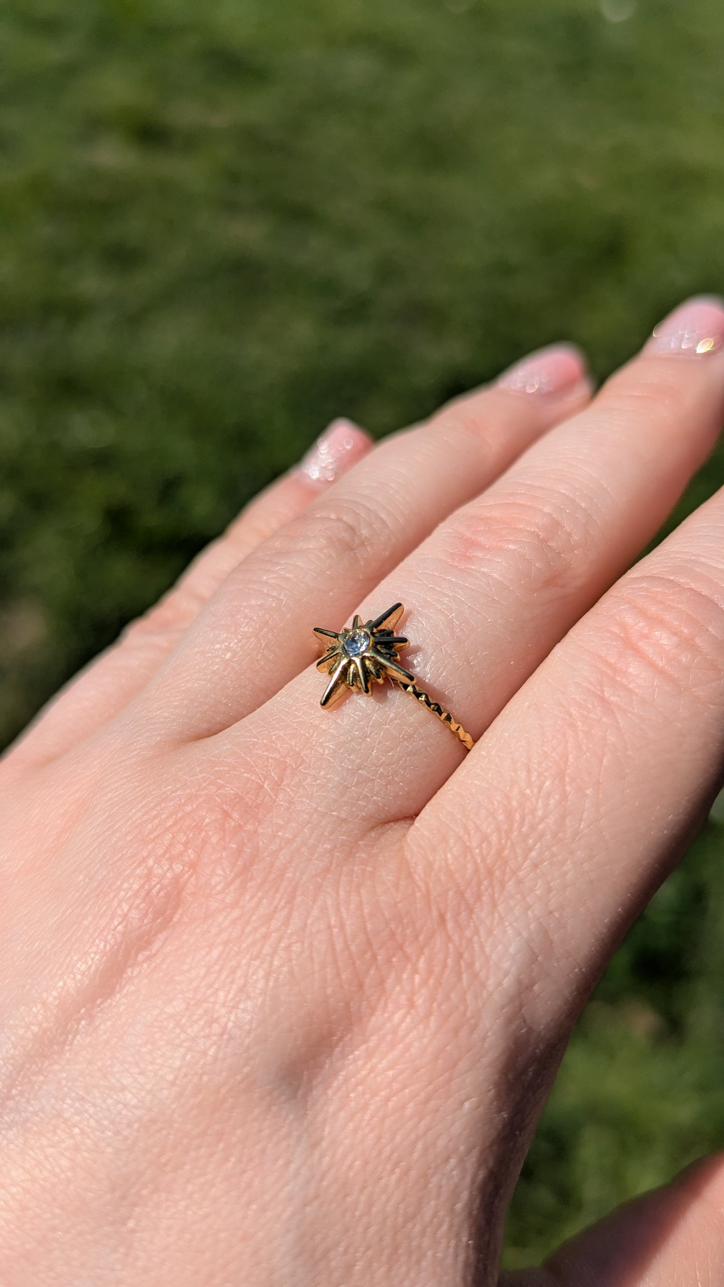 Nordster Ring Gold | Himmlischer Stern Ring Edelstahl | Größenverstellbar | Celestial Schmuck | Witchy Ring | Gothic Jewelry | Fantasy Ring