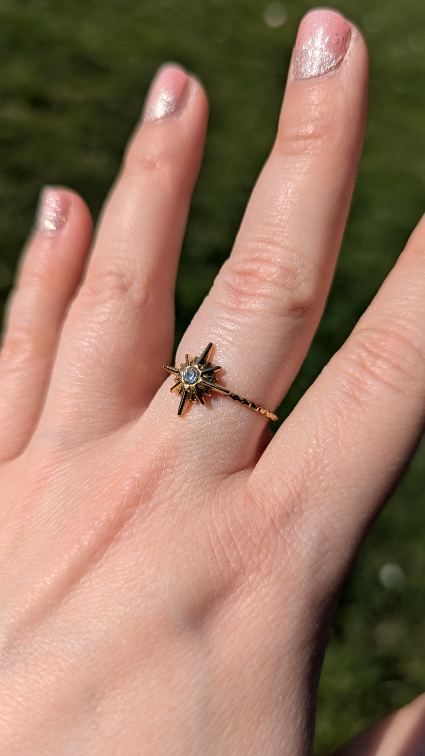 Nordster Ring Gold | Himmlischer Stern Ring Edelstahl | Größenverstellbar | Celestial Schmuck | Witchy Ring | Gothic Jewelry | Fantasy Ring