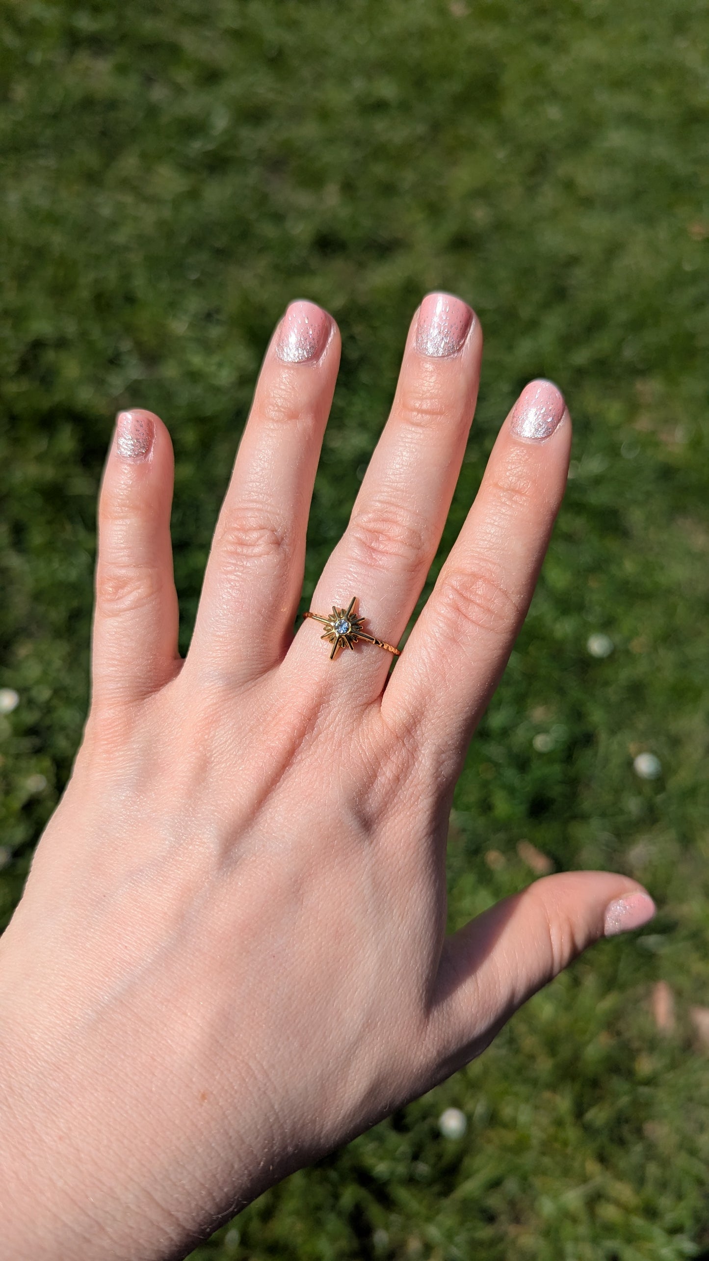 Nordster Ring Gold | Himmlischer Stern Ring Edelstahl | Größenverstellbar | Celestial Schmuck | Witchy Ring | Gothic Jewelry | Fantasy Ring