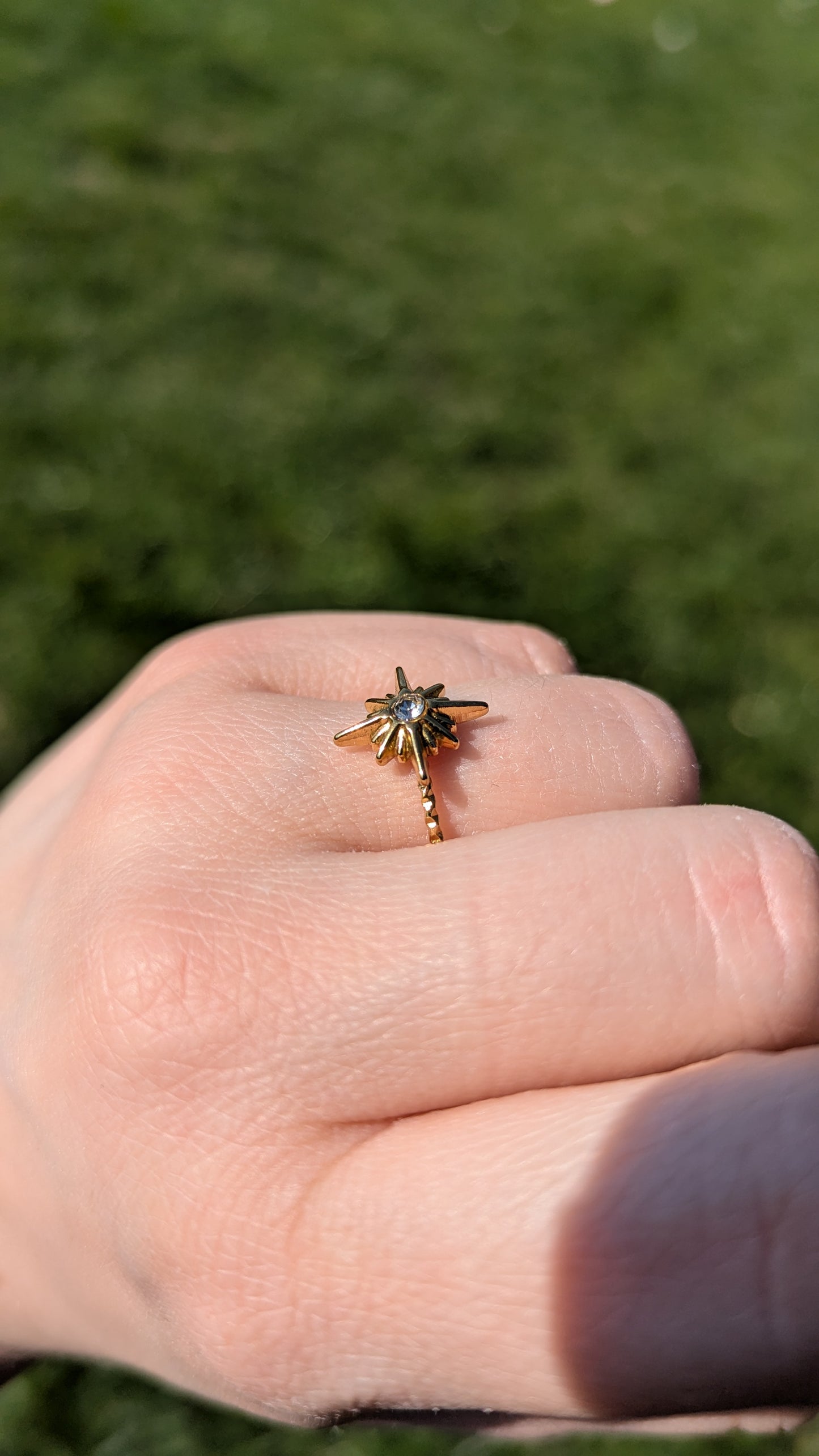 Nordster Ring Gold | Himmlischer Stern Ring Edelstahl | Größenverstellbar | Celestial Schmuck | Witchy Ring | Gothic Jewelry | Fantasy Ring