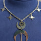 Mond Choker Silber | Doppelmond Halskette mit Sternen Anhängern | Edelstahl | Witchy Schmuck | Celestial Kette | Gothic Halskette