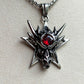 Drachen-Pentagramm Halskette – Gothic Fantasy Schmuck aus 316 Edelstahl mit rotem Glasstein