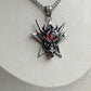 Drachen-Pentagramm Halskette – Gothic Fantasy Schmuck aus 316 Edelstahl mit rotem Glasstein